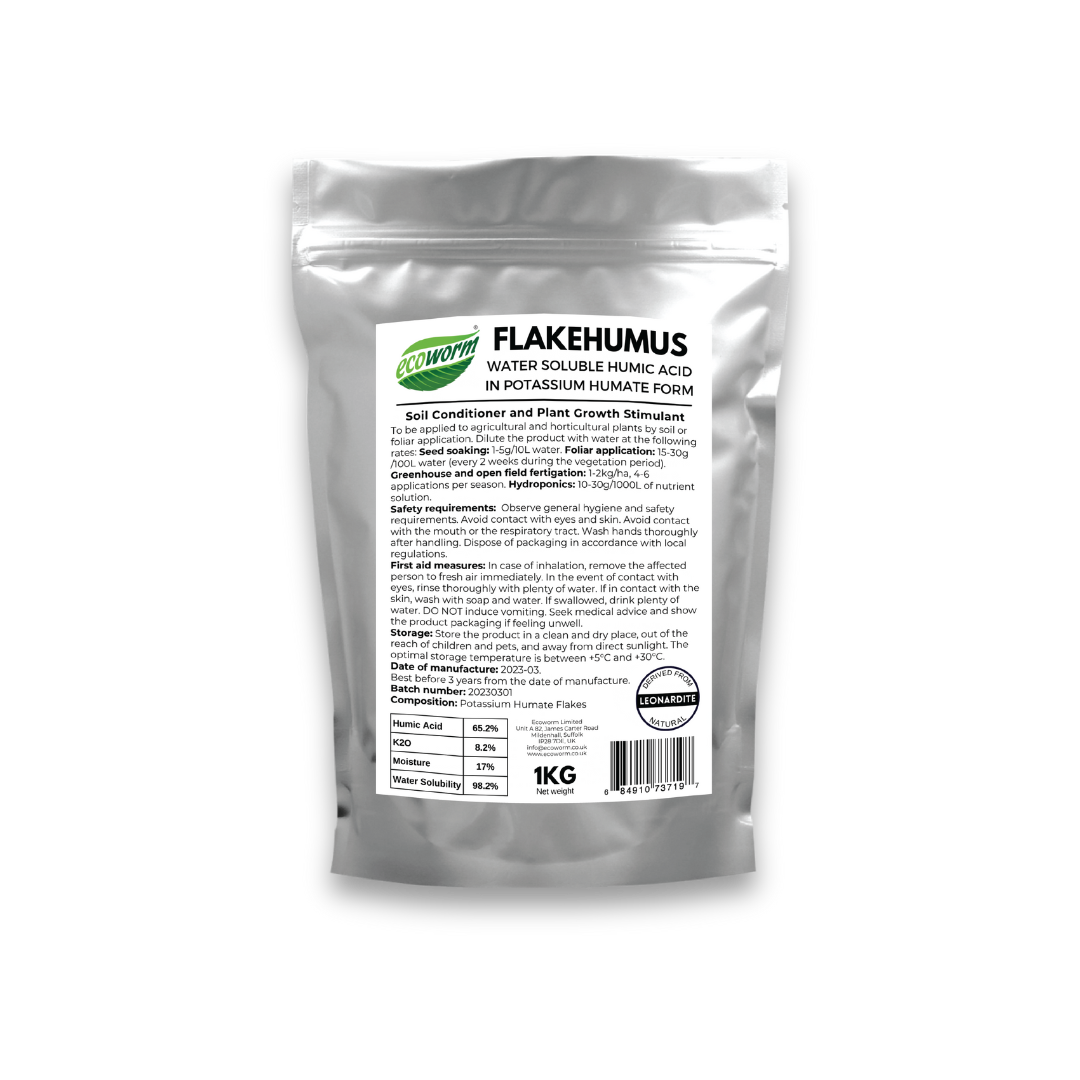 Ecoworm FlakeHumus β Water-Soluble Humic Acid (Potassium Humate from Leonardite) 1 kg