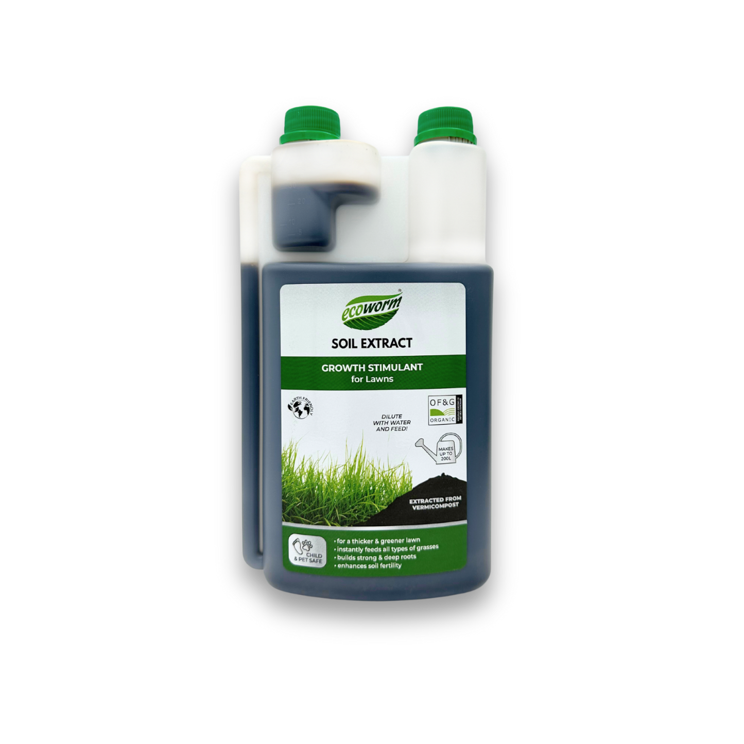 Ecoworm Soil Extract for Lawns - Organic Worm Castings Lawn Fertiliser & Soil Regenerator – 1 L Makes 200 L