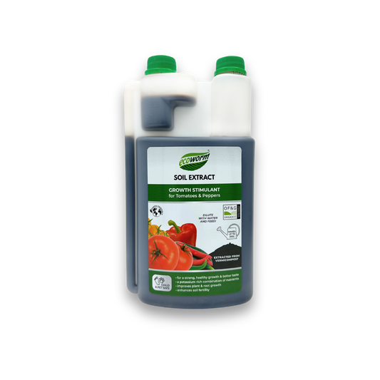 Ecoworm Soil Extract for Tomatoes & Peppers – Organic Worm Castings Fertiliser & Soil Improver 1L (makes 200L)