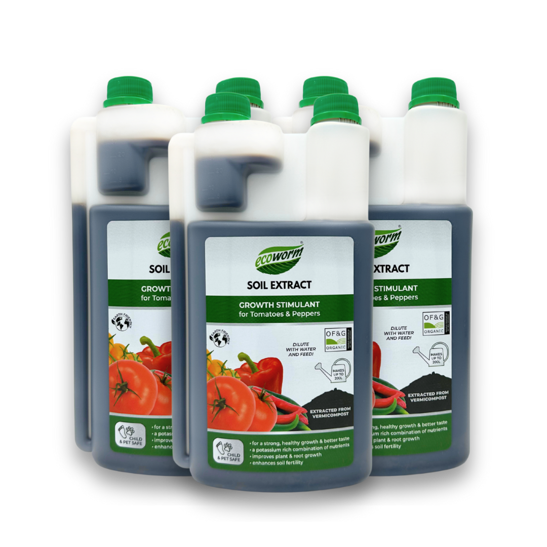 Ecoworm Soil Extract for Tomatoes & Peppers – Organic Worm Castings Fertiliser & Soil Improver 1L (makes 200L)