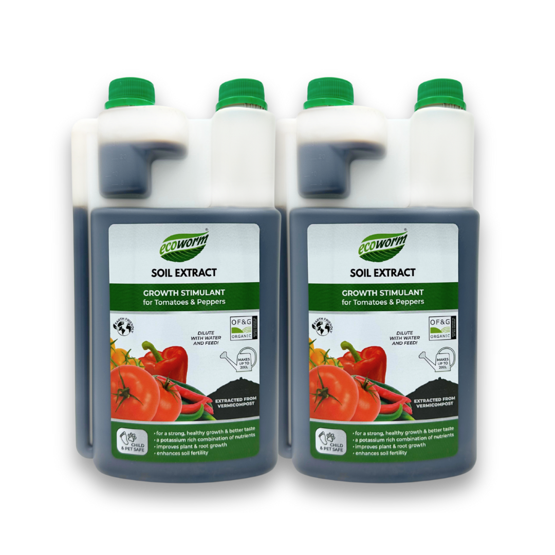 Ecoworm Soil Extract for Tomatoes & Peppers – Organic Worm Castings Fertiliser & Soil Improver 1L (makes 200L)