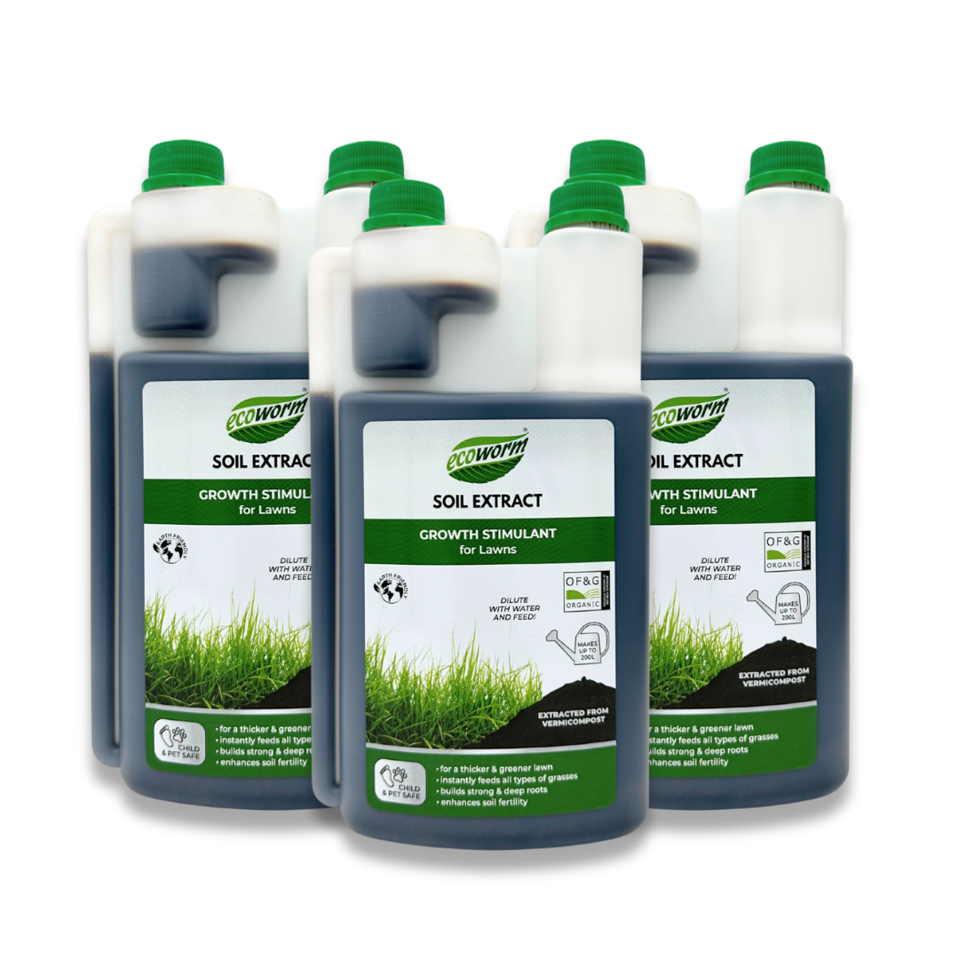 Ecoworm Soil Extract for Lawns - Organic Worm Castings Lawn Fertiliser & Soil Regenerator – 1 L Makes 200 L